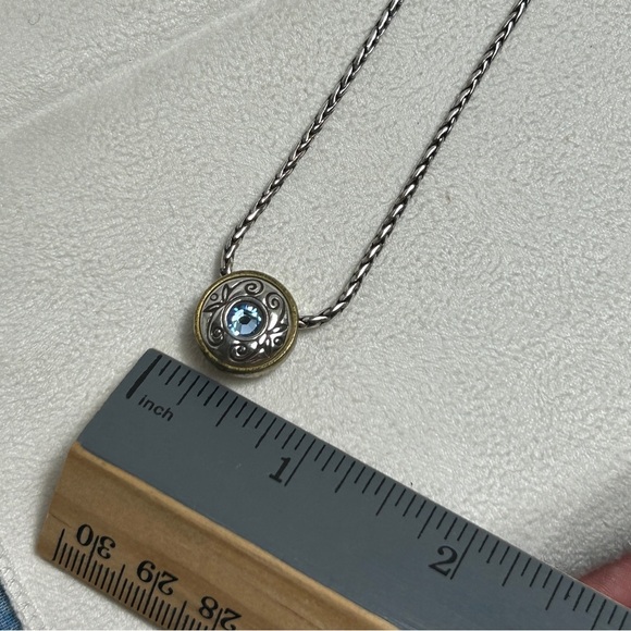 Brighton Celestial Blue Necklace Crystal Silver Plated Two-tone Pendant 18" - Picture 12 of 13